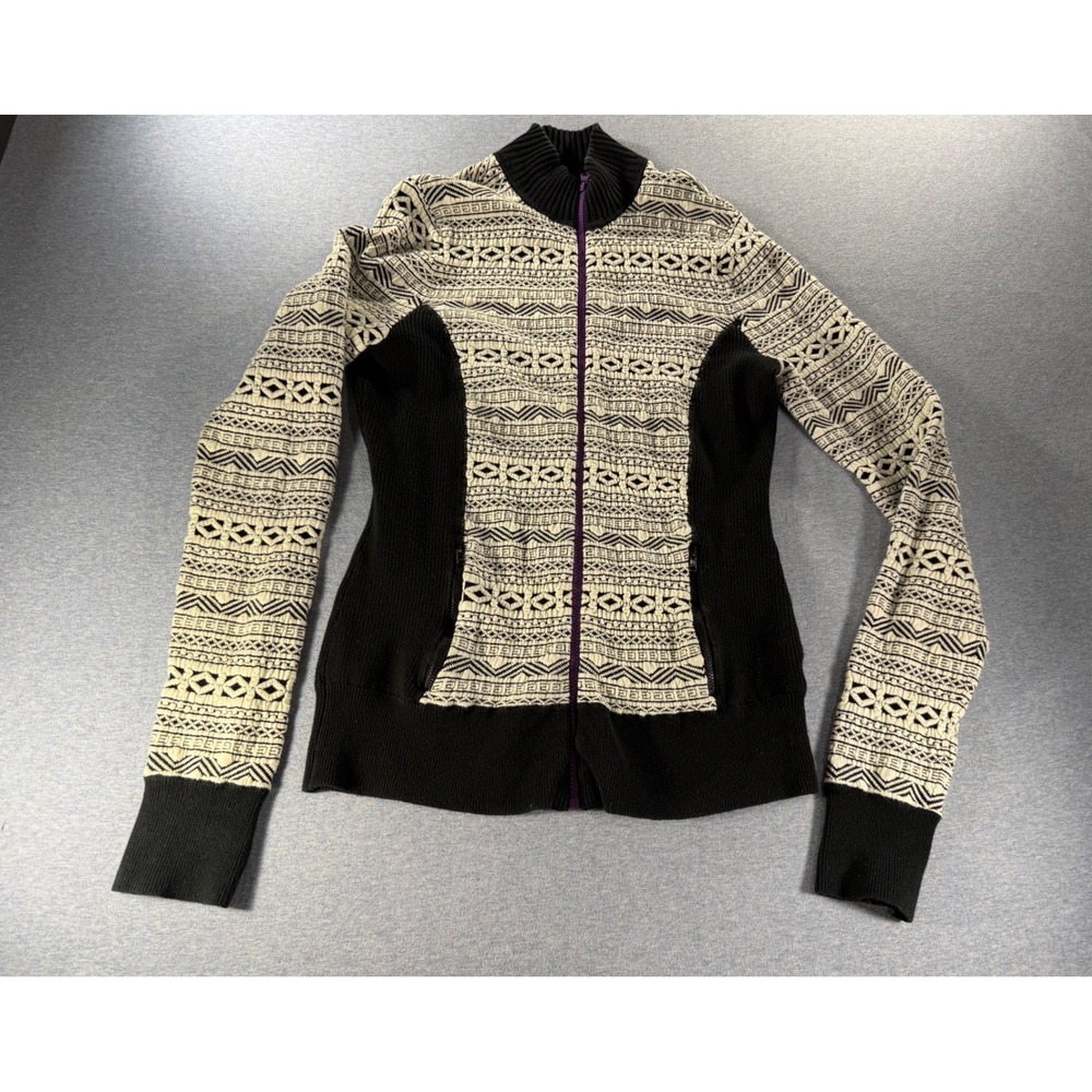 Skyr Athletic Lifestyle Womens Med Geometric Fair Isle Full Zip Sweater Jacket